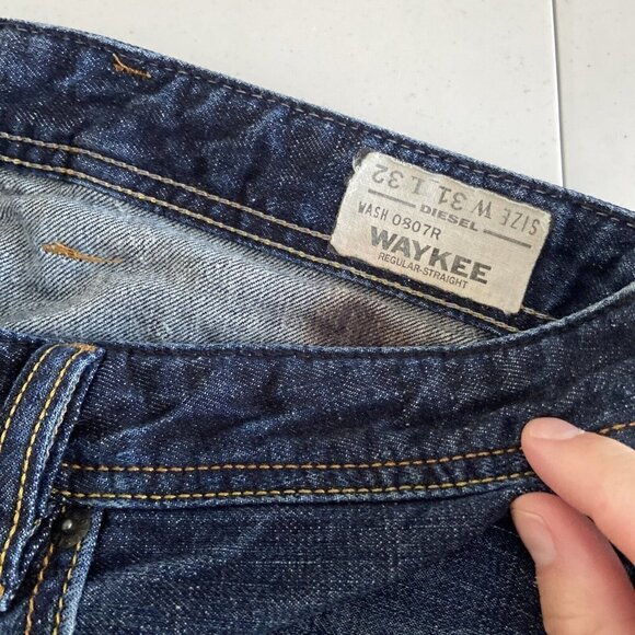 Diesel Waykee Straight 31X27 Hemmed Blue Jeans Denim Grunge - Picture 4 of 7